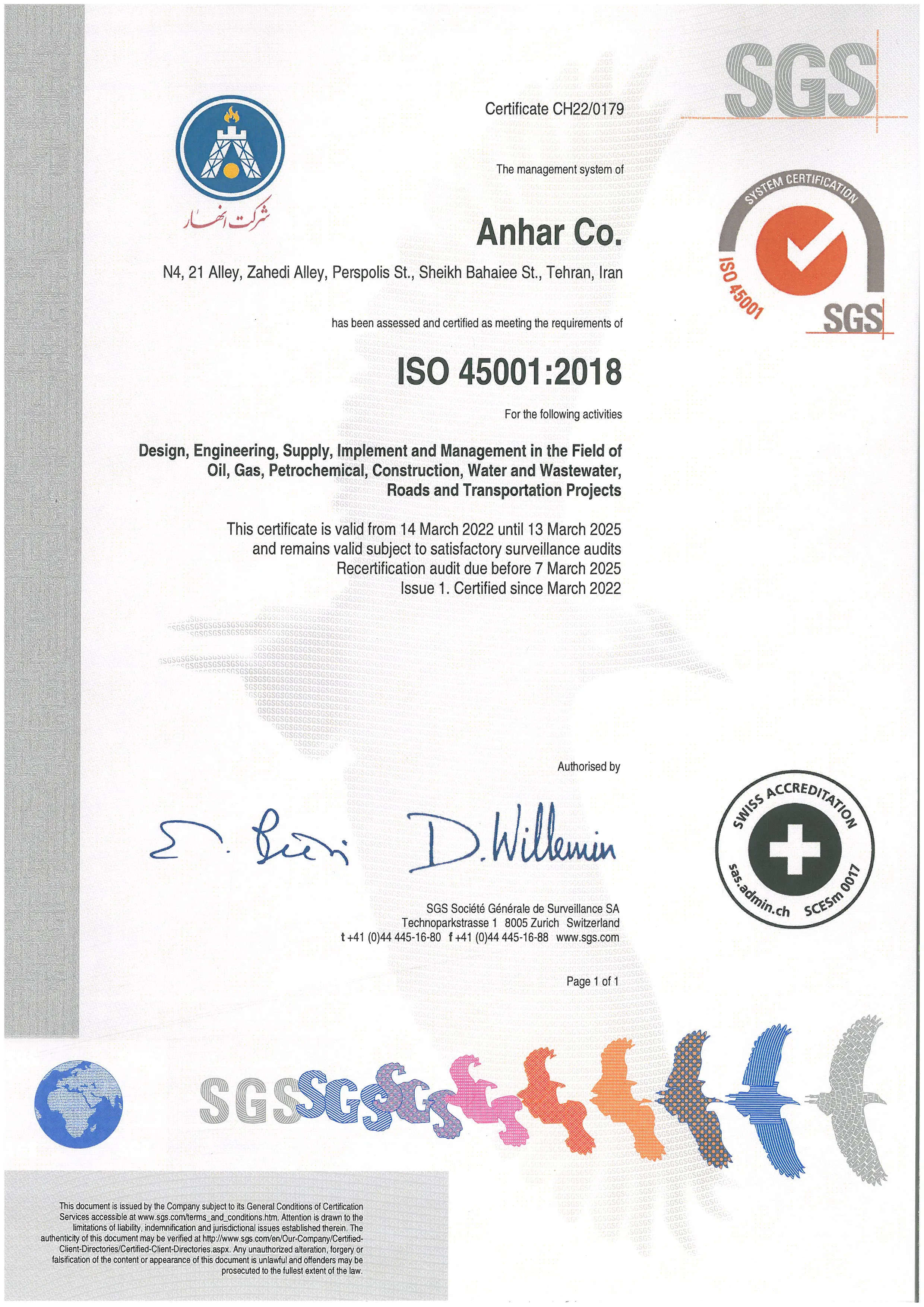 ISO 45001:2018 occupational health and safety